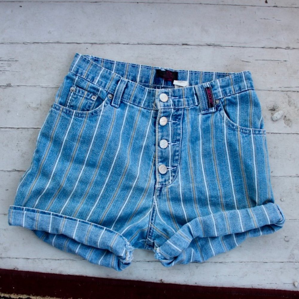 Vintage Denim Striped Shorts Size 4